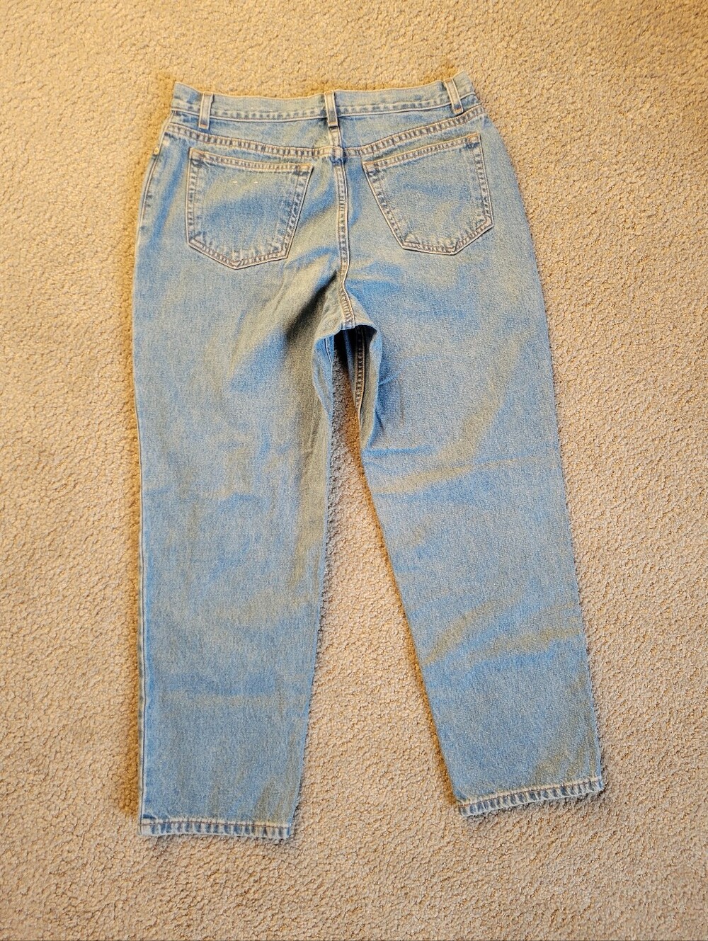 Lands' End Light Wash 100% Cotton Straight Leg Jeans Rigid Denim Womens 12 - Picture 4 of 14